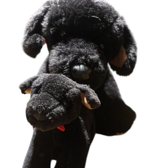 Build-A-Bear Vintage Realistic Black Lab Set – Mama Dog with Puppy & Red Collar - Picture 1 of 8